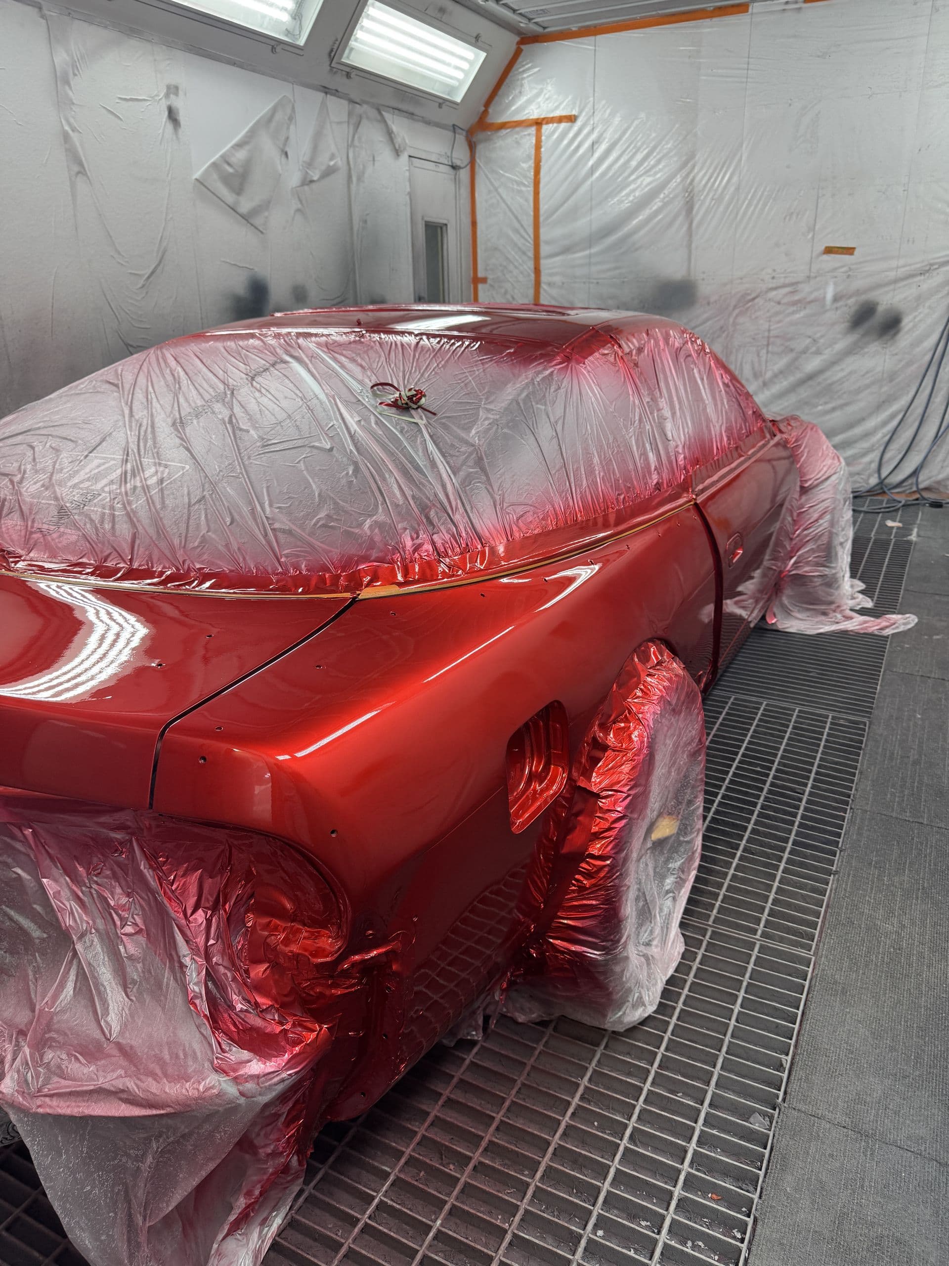 Candy pearl red respray masked up in the Solis spray booth