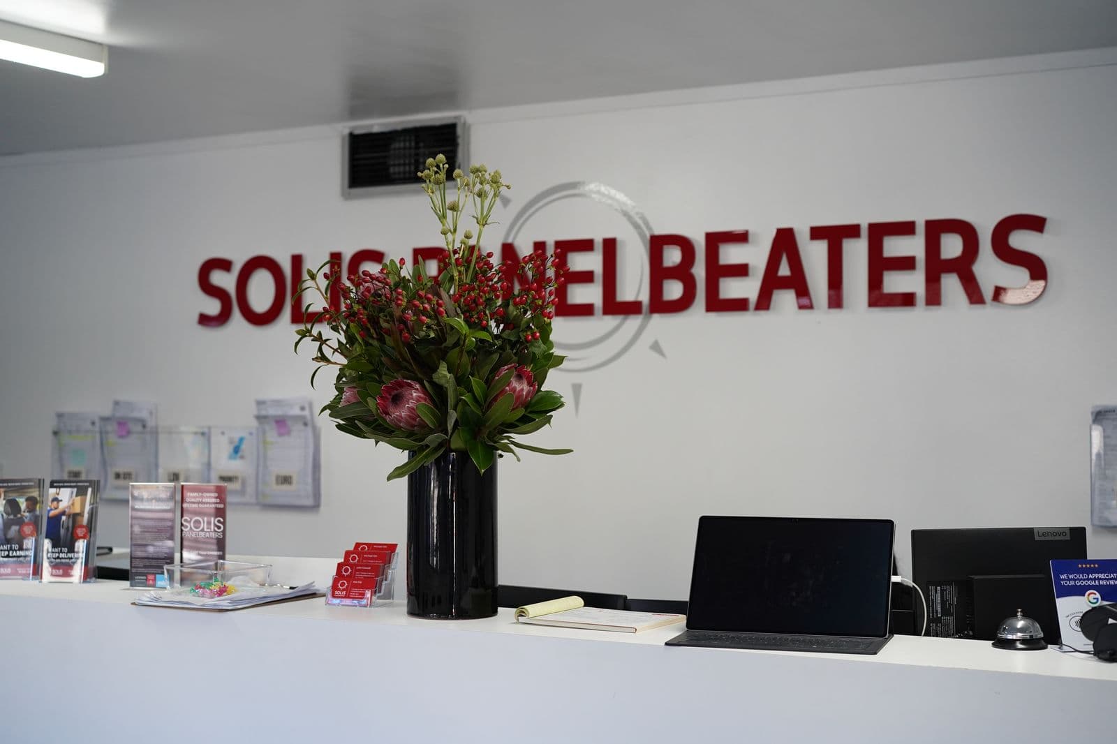 Solis reception desk where free estimates are arranged