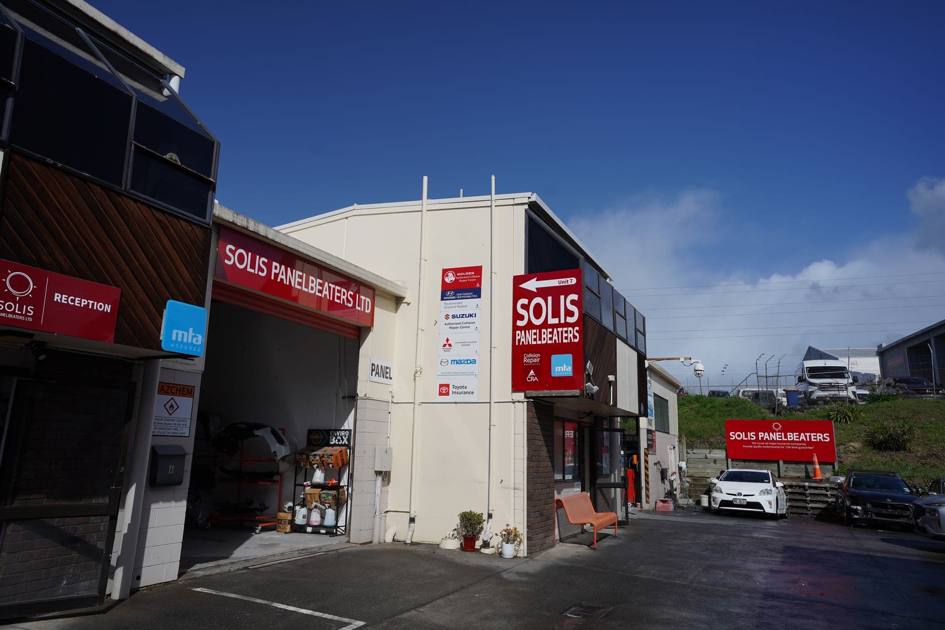 Solis Panelbeaters workshop on Portage Road, New Lynn